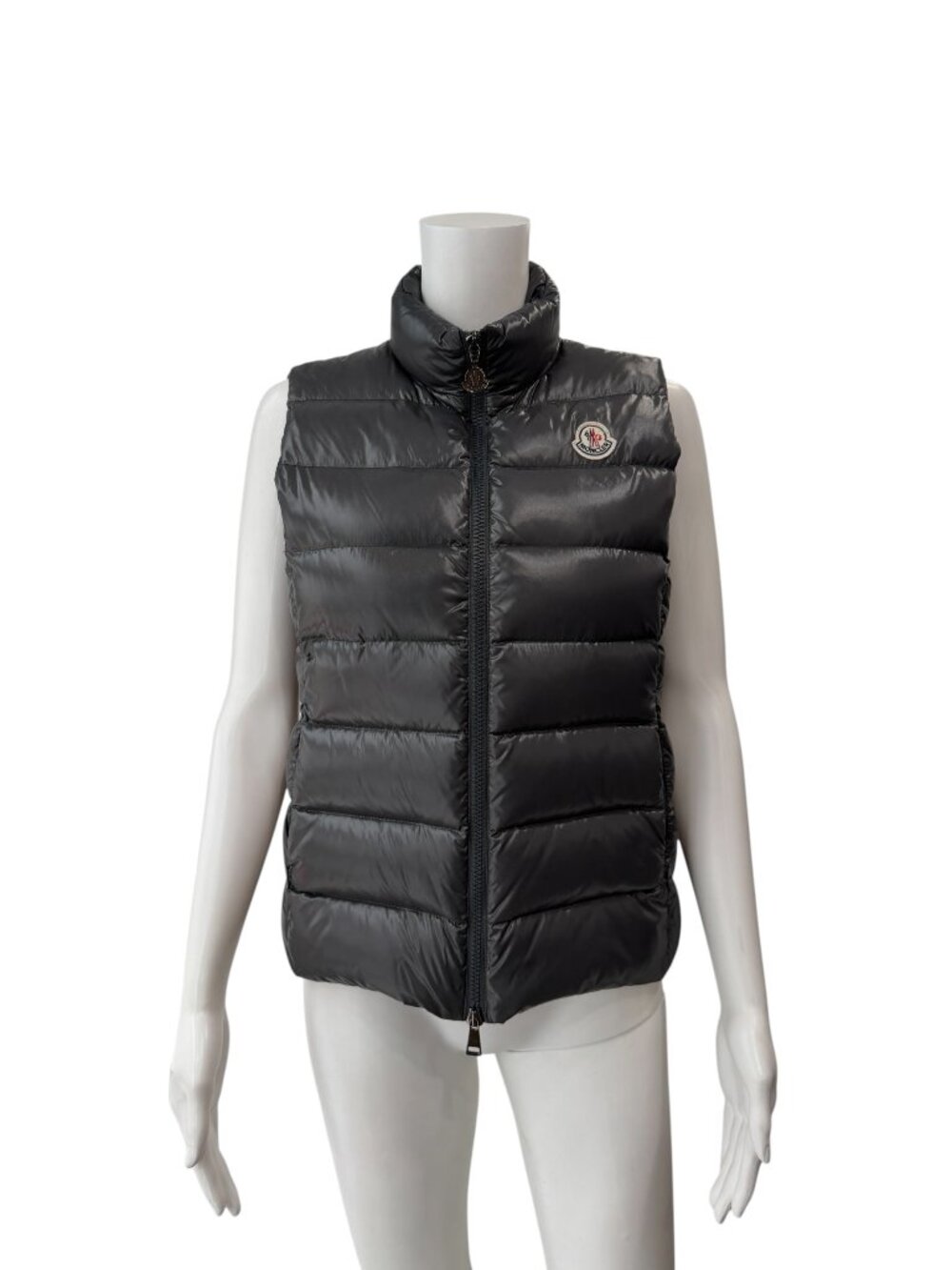 $1100 Moncler Gray Quilted Puffer Down Vest Ghany Gilet Jacket size 1/Small/2-4